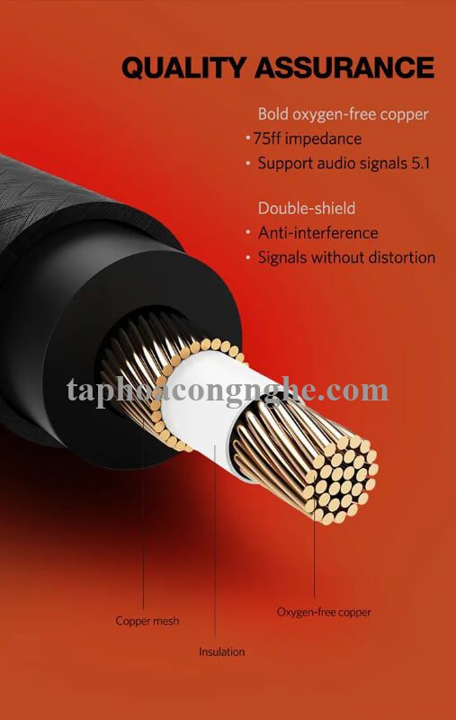 Ugreen 20744 15M màu Xám Cáp âm thanh bông sen Coaxial cao cấp AV133 30020744